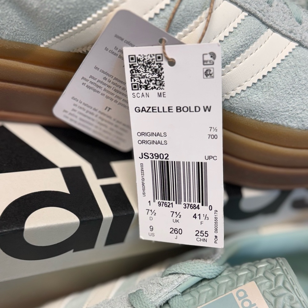 NWT! Adidas | Gazelle Bold - Ash Green, Size 9 - Picture 10 of 14
